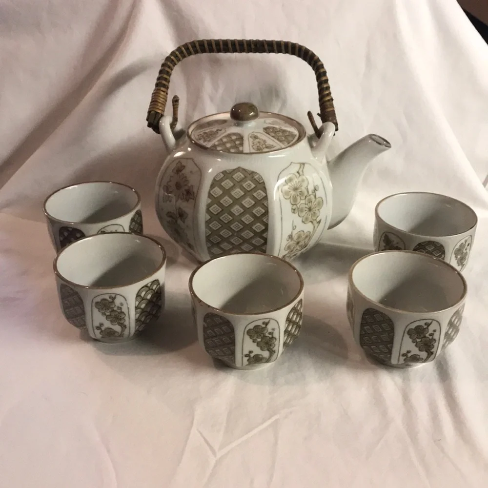 Vintage Ceramic Otagiri (OMC) Japan Brown Blossoms Tea Set